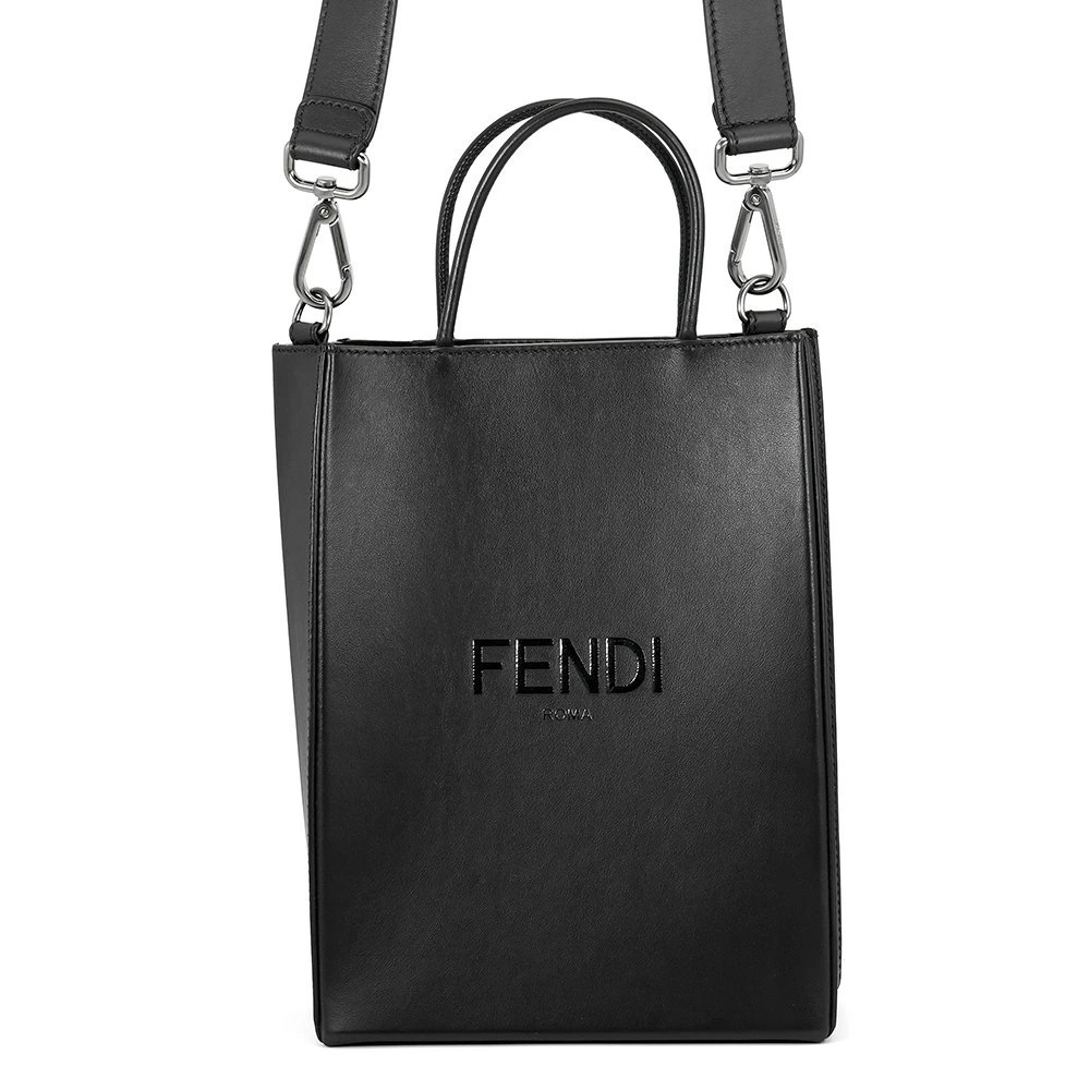 Fendi Handbag Shopping Bag Leather Black